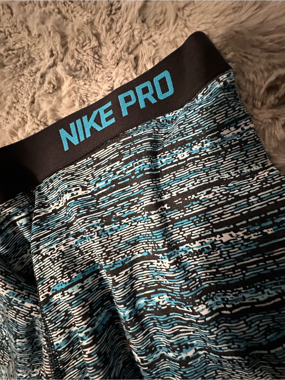 Nike Blue Black Marled NIKE PRO Leggings - Picture 2 of 5